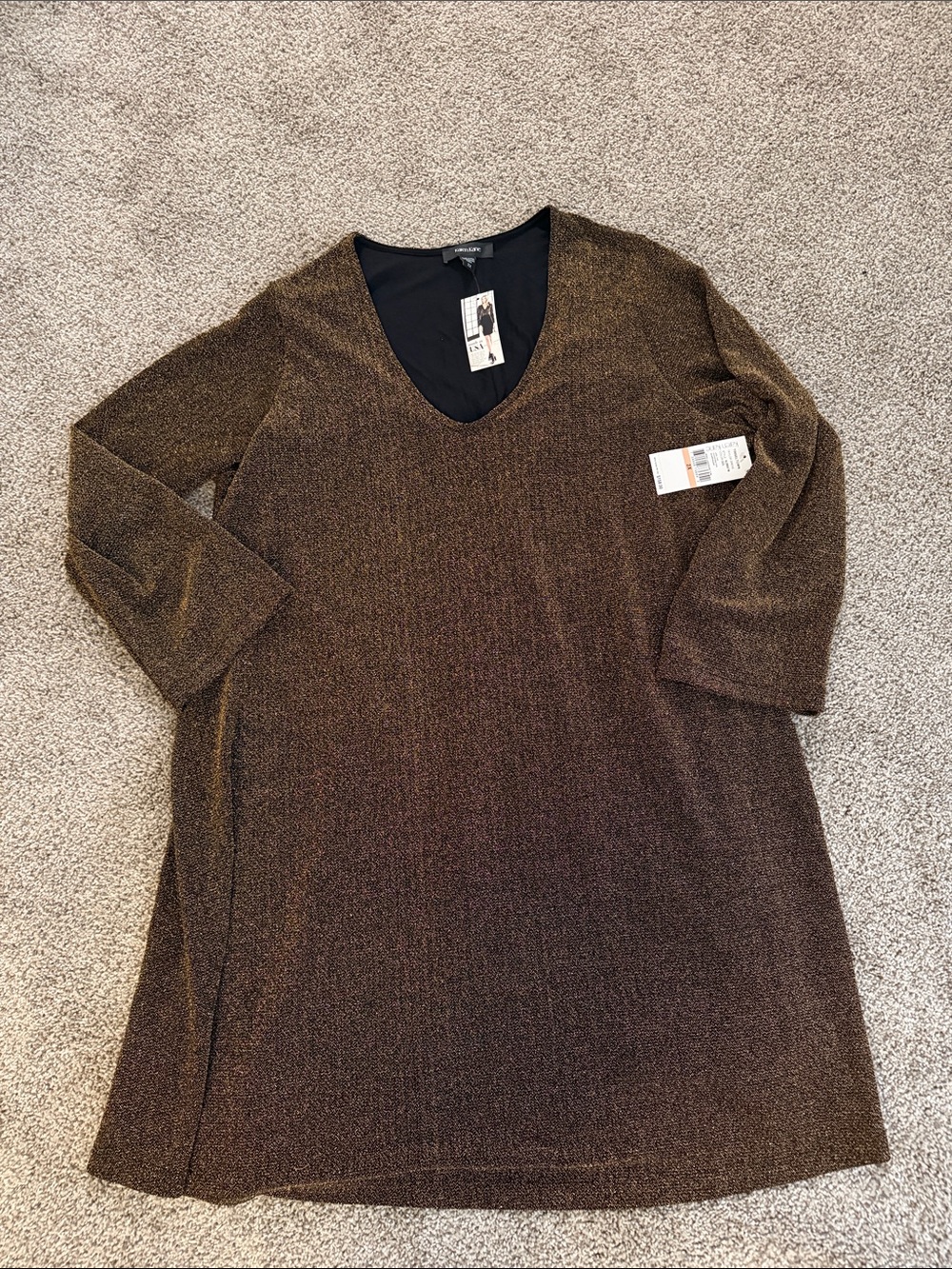 Metallic Brown V-Neck Women’s Dress
